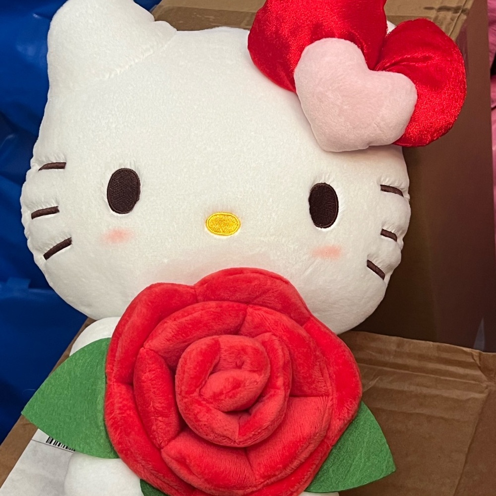 Hello Kitty Plush with Red Rose